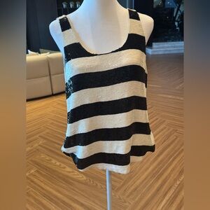 Ralph Lauren Black and Cream Sequin Tank Top